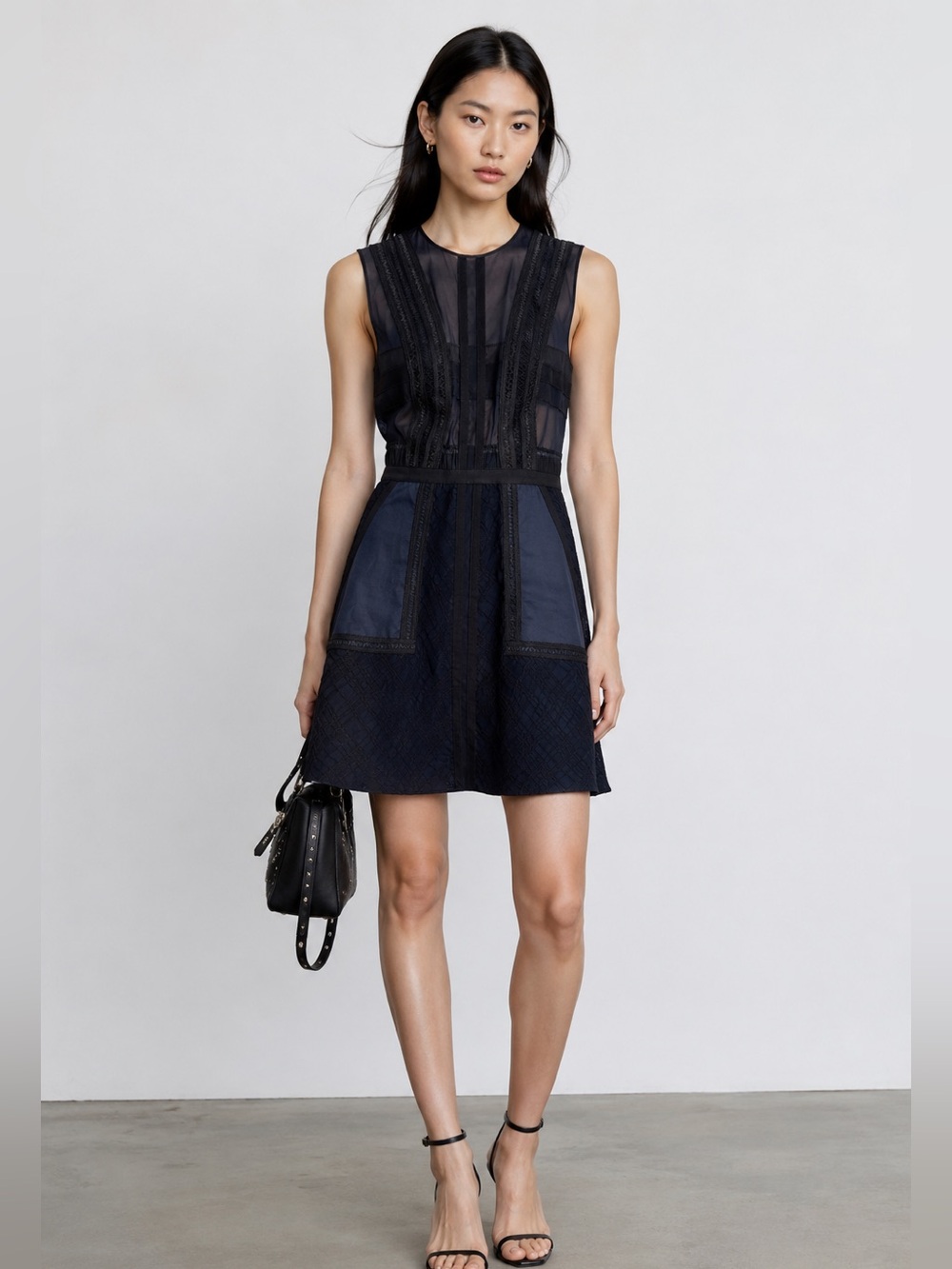 3.1 Phillip Lim Navy Panel Lace Dress